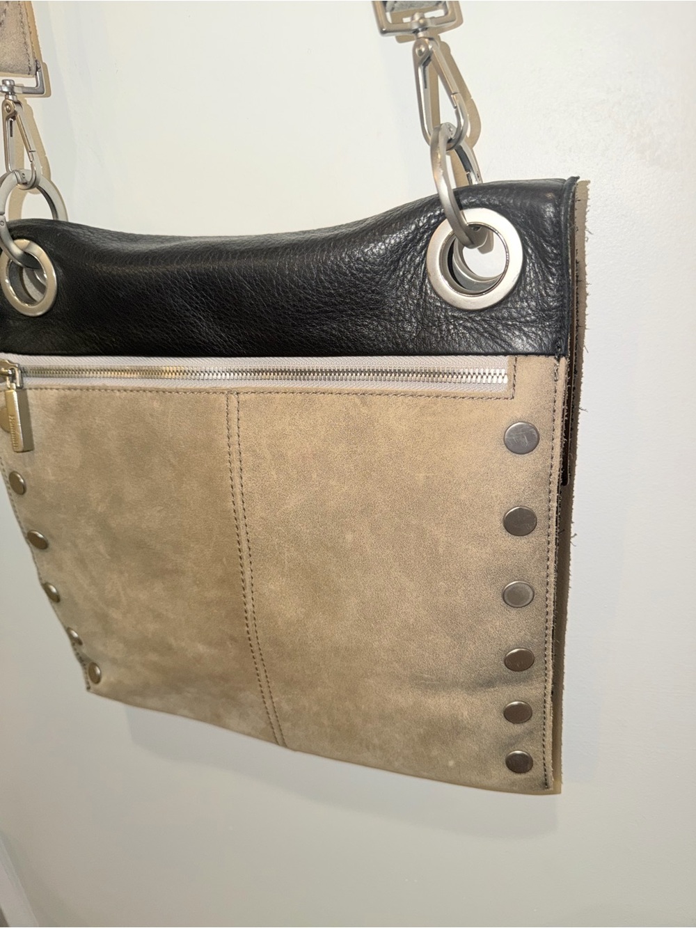 Hammitt LA Montana Black Leather Tan Suede Large Reversible Crossbody Bag - Picture 13 of 16